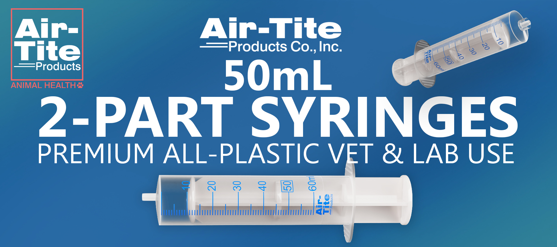 Air-Tite Introduces New 50ml 2-Part Syringe for Veterinary & Laboratory Applications