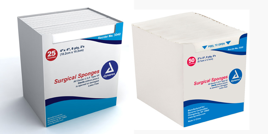 Sterile Gauze Sponge - 8 ply, 2 per pouch