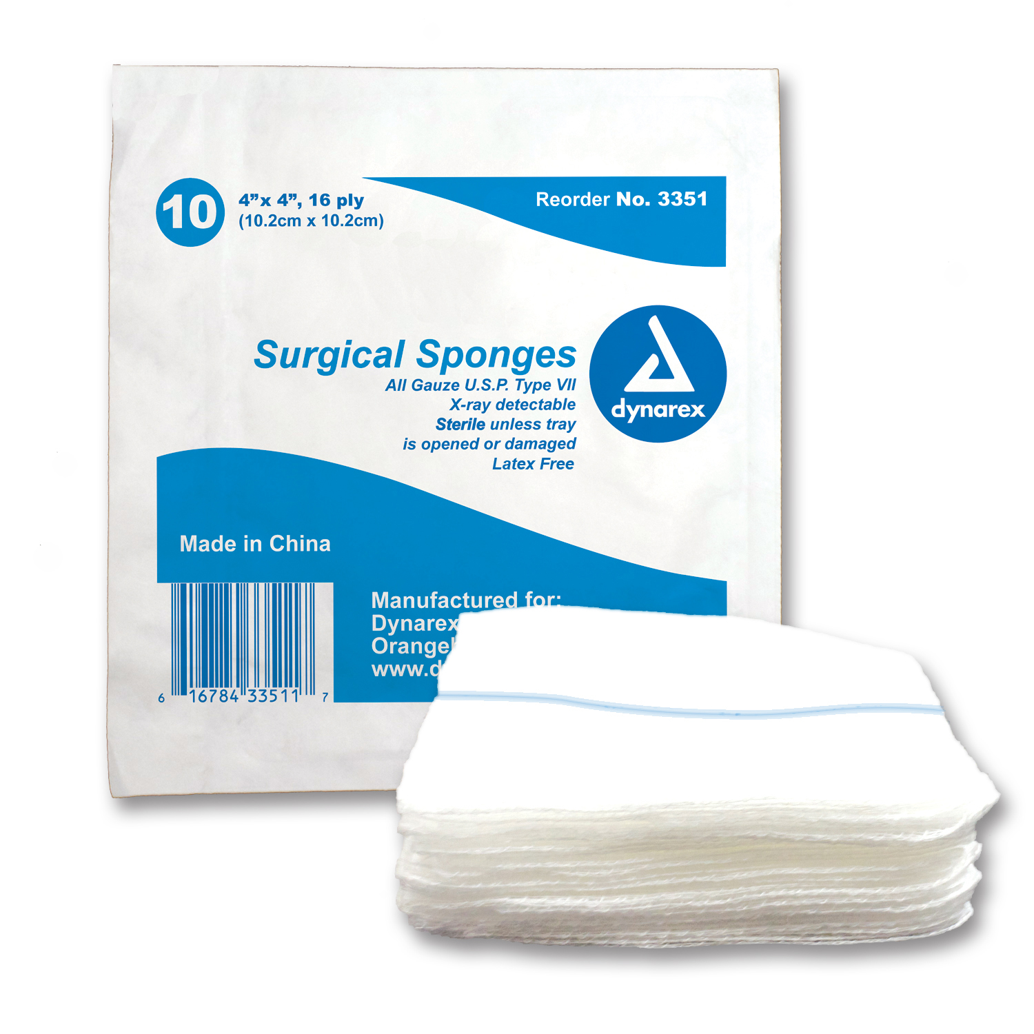 X-Ray Detectable Sterile Gauze Sponge - 16 ply