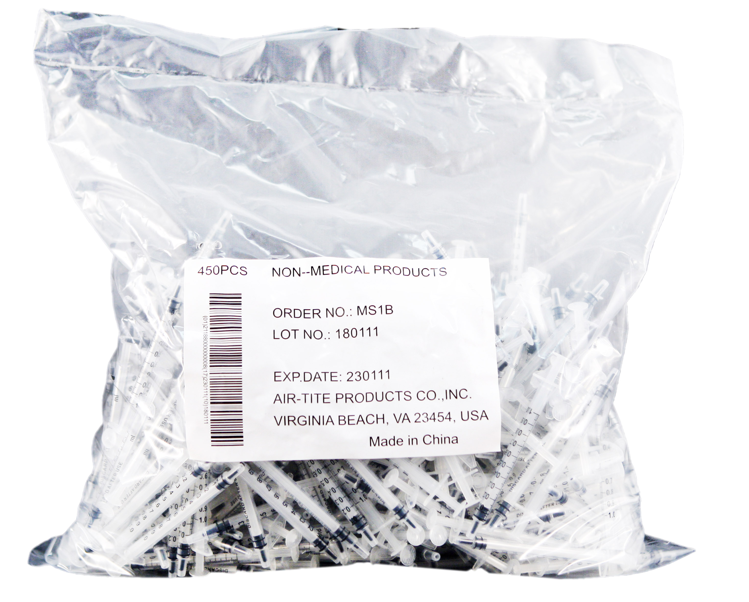 AirTite Products Co., Inc. AirTite Luer Slip BULK Unsterile Syringes